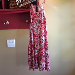 High neck red paisley swing dress by AEO